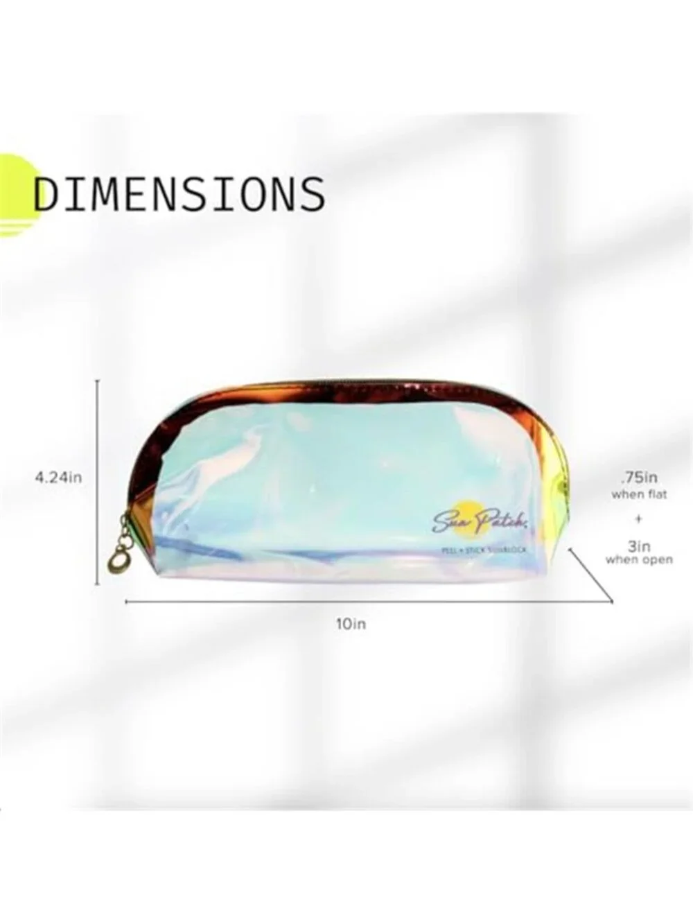 Clear Iridescent Holographic Makeup Bag, 1pc Travel Cosmetic Pouches with